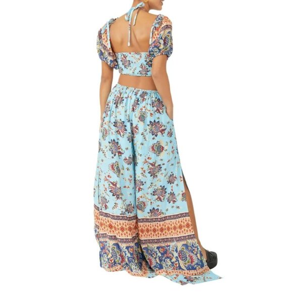 NWT Free People turquoise blue tropical floral print one piece jumpsuit, S - Picture 11 of 16